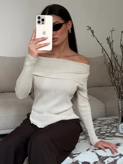 Лонгслив с открытыми плечами